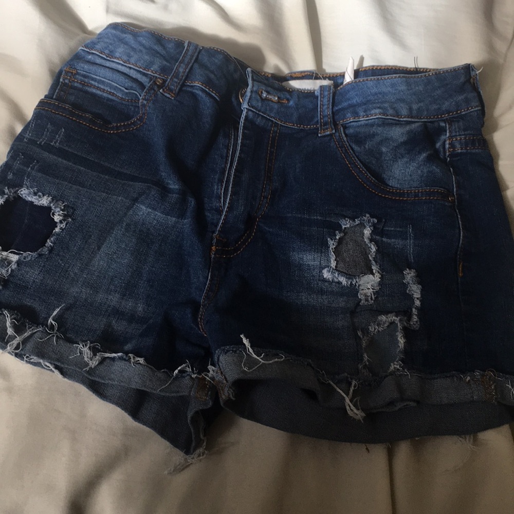 High waisted denim shorts